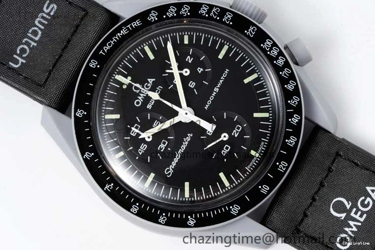 0128 Speedmaster Misson To The Moon 1:1 Best Edition Black Dial On Nylon Strap Quartz UrbanChic 7856